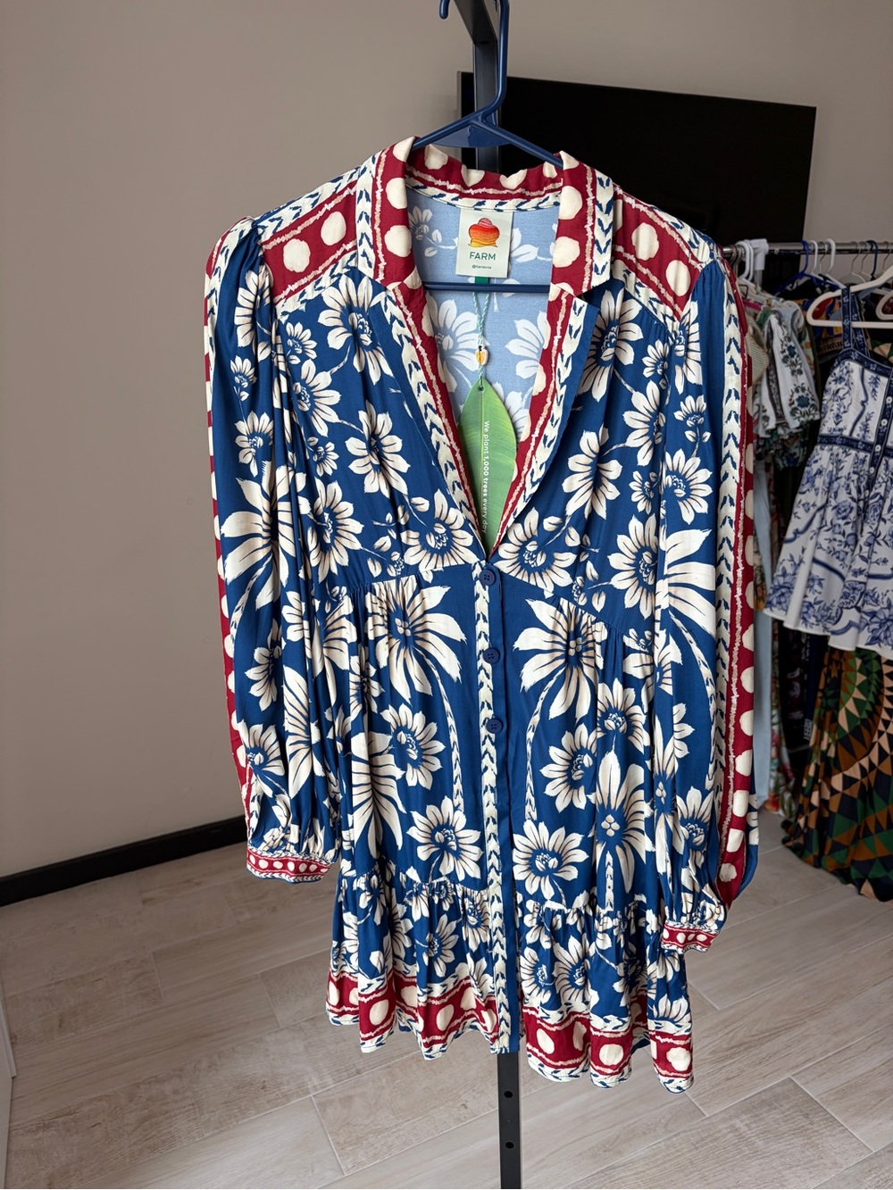 Farm Rio: Blue Luna Lenzing Ecovero Viscose Mini Dress - Picture 8 of 11
